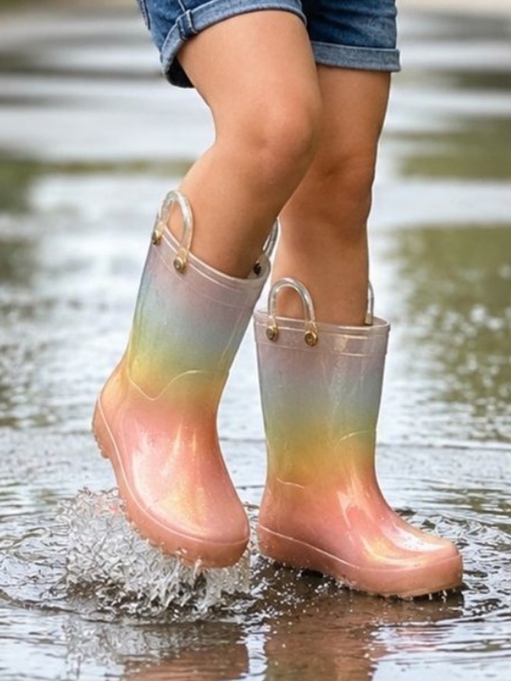 Cat & Jack Toddler Pink Rainbow Ombré Rain Boots 6